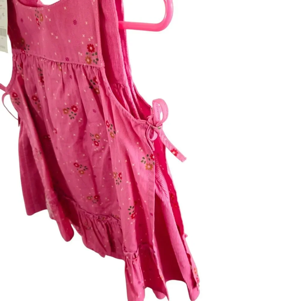 Vintage Gymboree Pinafore Dress With Side Closures 12-18 Months Pink Floral NWT